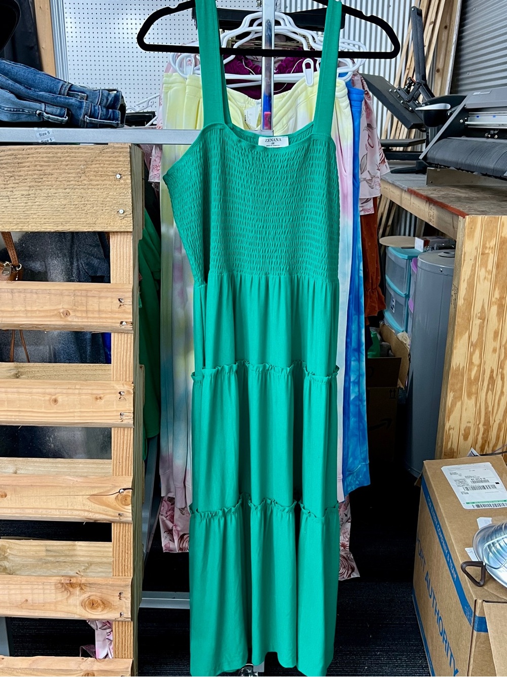 Zenana Outfitters Emerald Green Tiered Maxi Dress